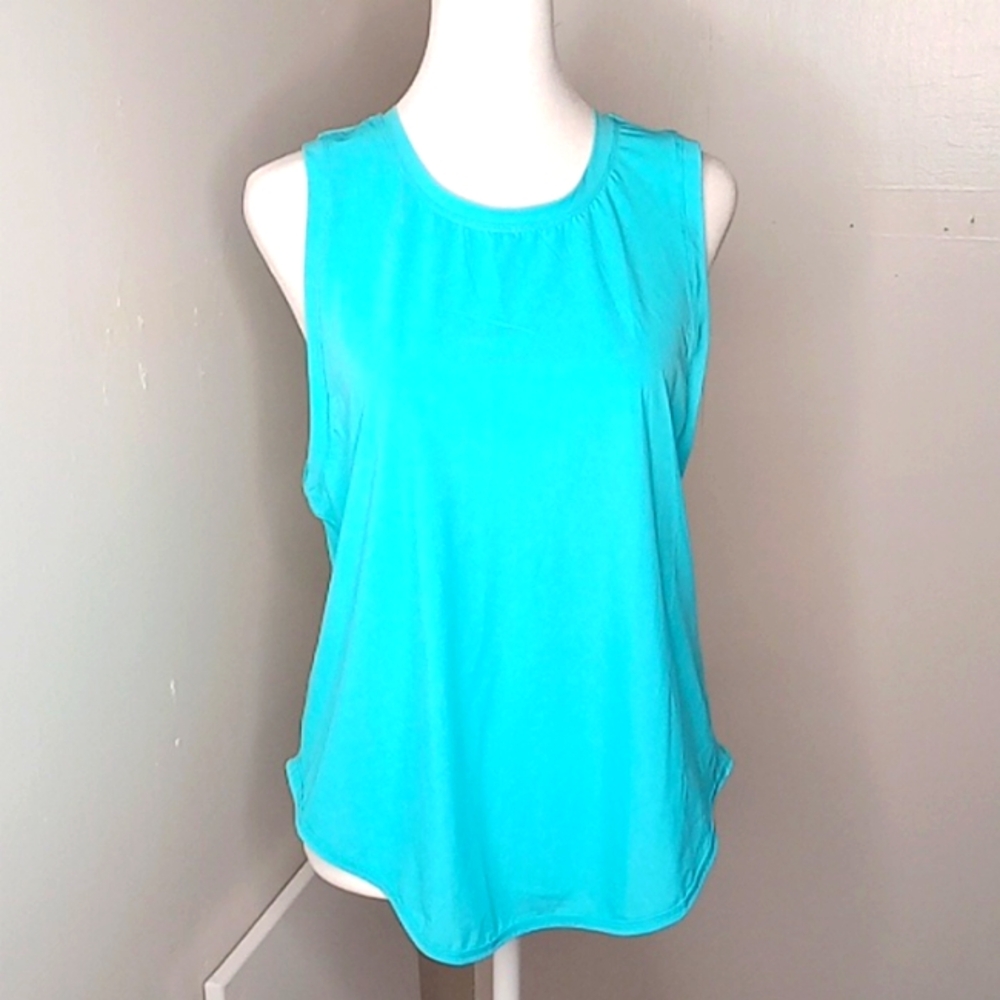 ZYIA Active Sky Blue Panel Split Back Mesh Tank Size S